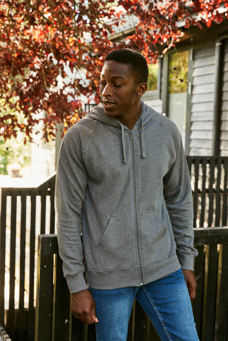 men's gray zip hoodie